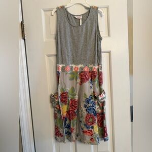 Matilda Jane Gray Tank Top Floral Pocket Dress